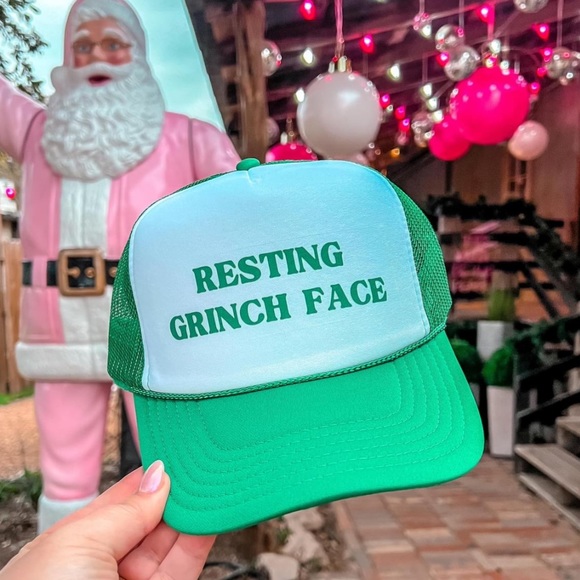 Resting Grinch Face Trucker Hat - Picture 1 of 1